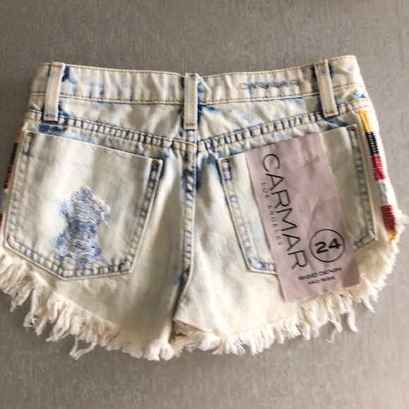 New Carmar LA rigid denim mid rise shorts sz 24